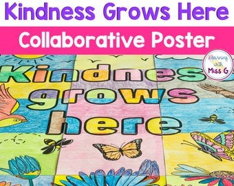 Kindness Collaborative Poster - Kindness Grows Here Classroom Decor - Bulletin Board