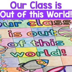 Space Theme Class Decor - Collaborative Poster for Team Building during the First Weeks of School