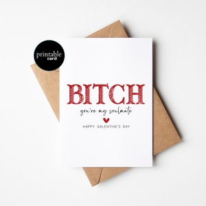 Grappige Galentine's Day Card voor beste vriend - Valentijnsdagkaart viert vriendschap - Bitch You Are My Soulmate