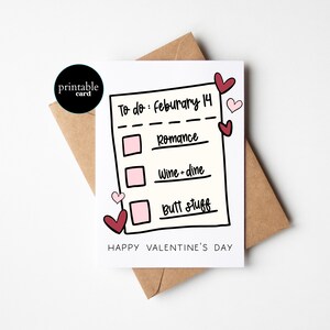 PRINTABLE Humorous Valentines Card - Things I Like & Funny To-Do List for Valentine&#39;s Day - Butt Stuff Included