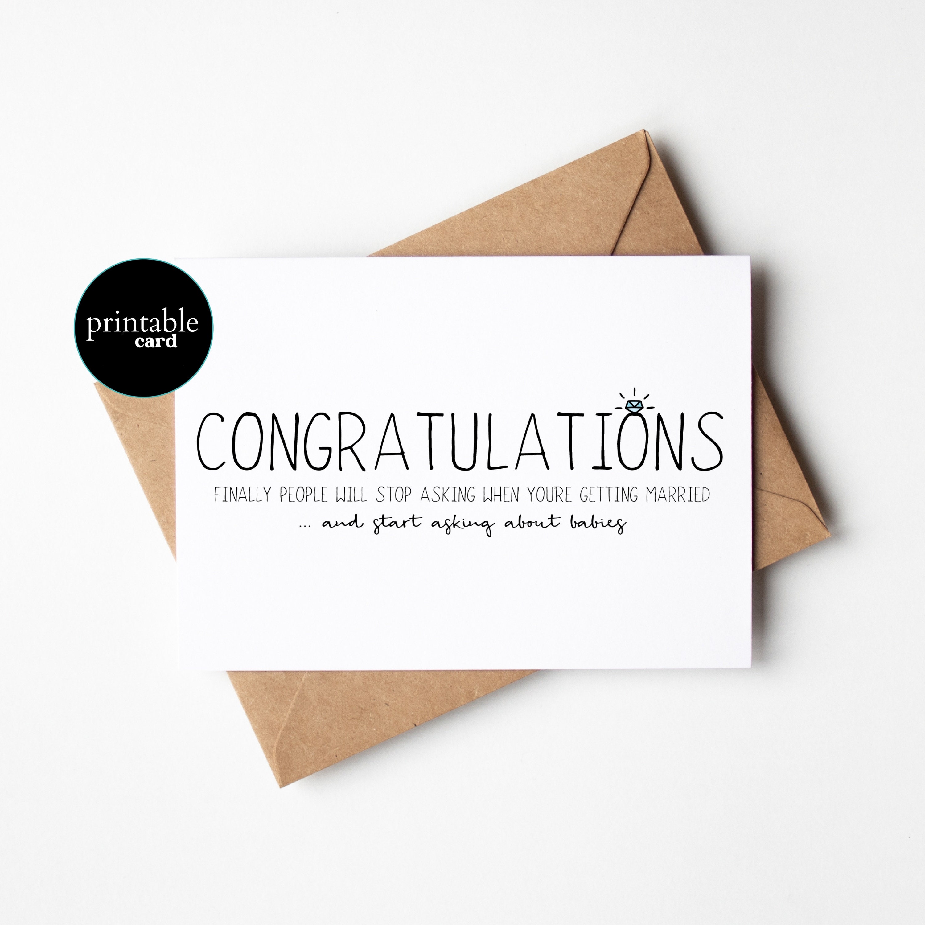 PRINTABLE Funny Wedding Congrats Card for Bride to Be Congratulations ...