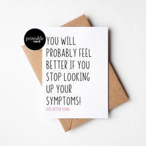 PRINTABLE Sarcastic and Funny Get Well Soon Card: Witty Way to Make Someone Feel Better Soon!