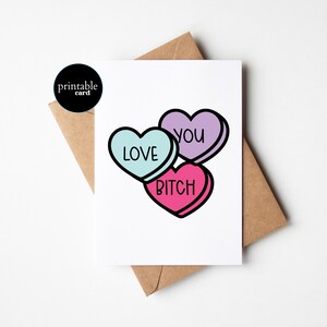 AFDRUKBARE I Love You Bitch-kaart, grappige Galentine's Day Card, liefdeskaart voor vriend, Galentine's Day, vriendin Card, BFF-kaart