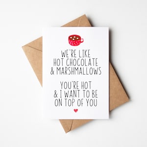 Nous sommes comme une carte d'anniversaire drôle de chocolat chaud et de guimauves pour le mari - J'aime la carte, la carte d'anniversaire, la carte d'anniversaire, la carte de Saint-Valentin