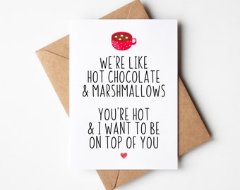 We're Like Hot Chocolate & Marshmallows Funny Birthday Card For Husband - I love card, birthday card, anniversary card, valentines day card