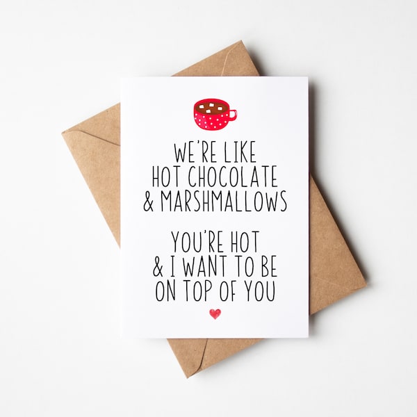 We're Like Hot Chocolate & Marshmallows Funny Birthday Card For Husband - I love card, birthday card, anniversary card, valentines day card