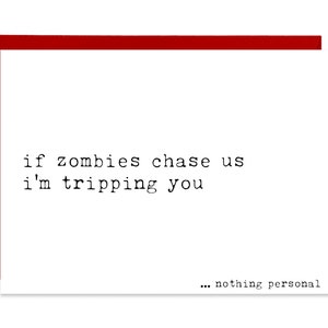 Carte d'Halloween drôle - Si les zombies nous chassent, je te fais trébucher - Carte d'Halloween pour mari, carte d'automne drôle, carte de meilleur ami, carte Je t'aime