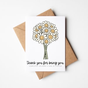 Carte de remerciement amusante pour un ami - Complètement décousue et un peu salope, merci d'être vous