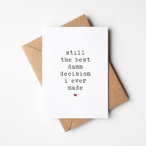 Carte d'anniversaire pour mari ou femme - meilleure décision jamais prise, cadeau de la Saint-Valentin, 1er anniversaire de mariage