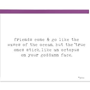 Les amis vont et viennent comme les vagues de l'océan - Carte d'amitié amusante, carte d'anniversaire pour meilleur ami, carte d'anniversaire pour BFF