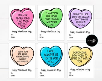 PRINTABLE Funny Coworker Valentine's Day Cards, Work Valentines, Office Valentines, For Colleagues, For Employees