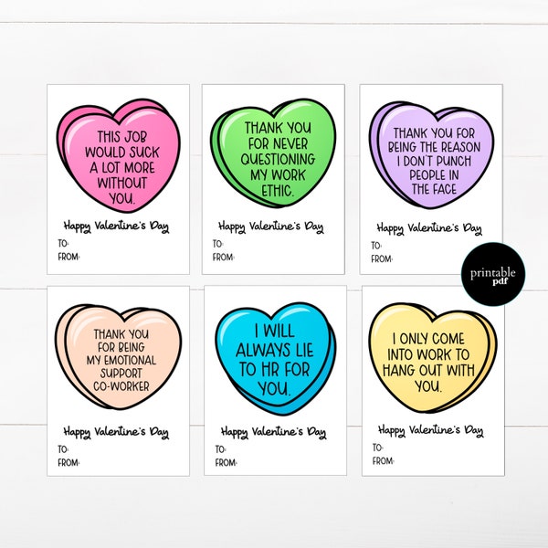 PRINTABLE Funny Coworker Valentine's Day Cards, Work Valentines, Office Valentines, For Colleagues, For Employees