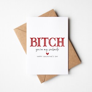Carte de Saint-Valentin drôle pour meilleur ami - carte de Saint-Valentin célébrant l'amitié - salope, vous êtes mon âme soeur