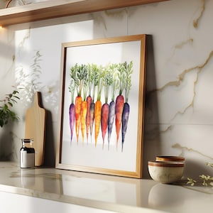 Watercolor Rainbow Carrots Art Print, Colorful Carrot Wall Art, Carrot printable, Vegetables Botanical Wall Art Paper Prints FREE SHIPPING