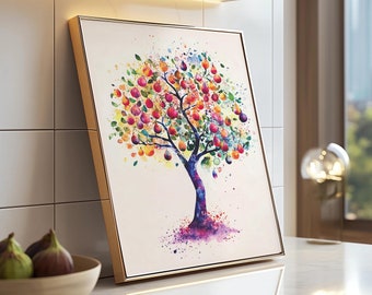 Watercolor Fig Tree Art Print, Fig Wall Art, Fruit Fig Botanical Painting Branch, Fig Fruit Tree Art Wall Decor, Fruit Tree Poster PRINTABLE