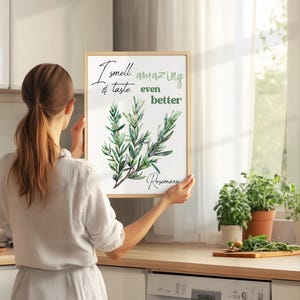 Watercolor Funny Herb Wall Art Sign Set of 2 3 6, Modern Kitchen Herb ...