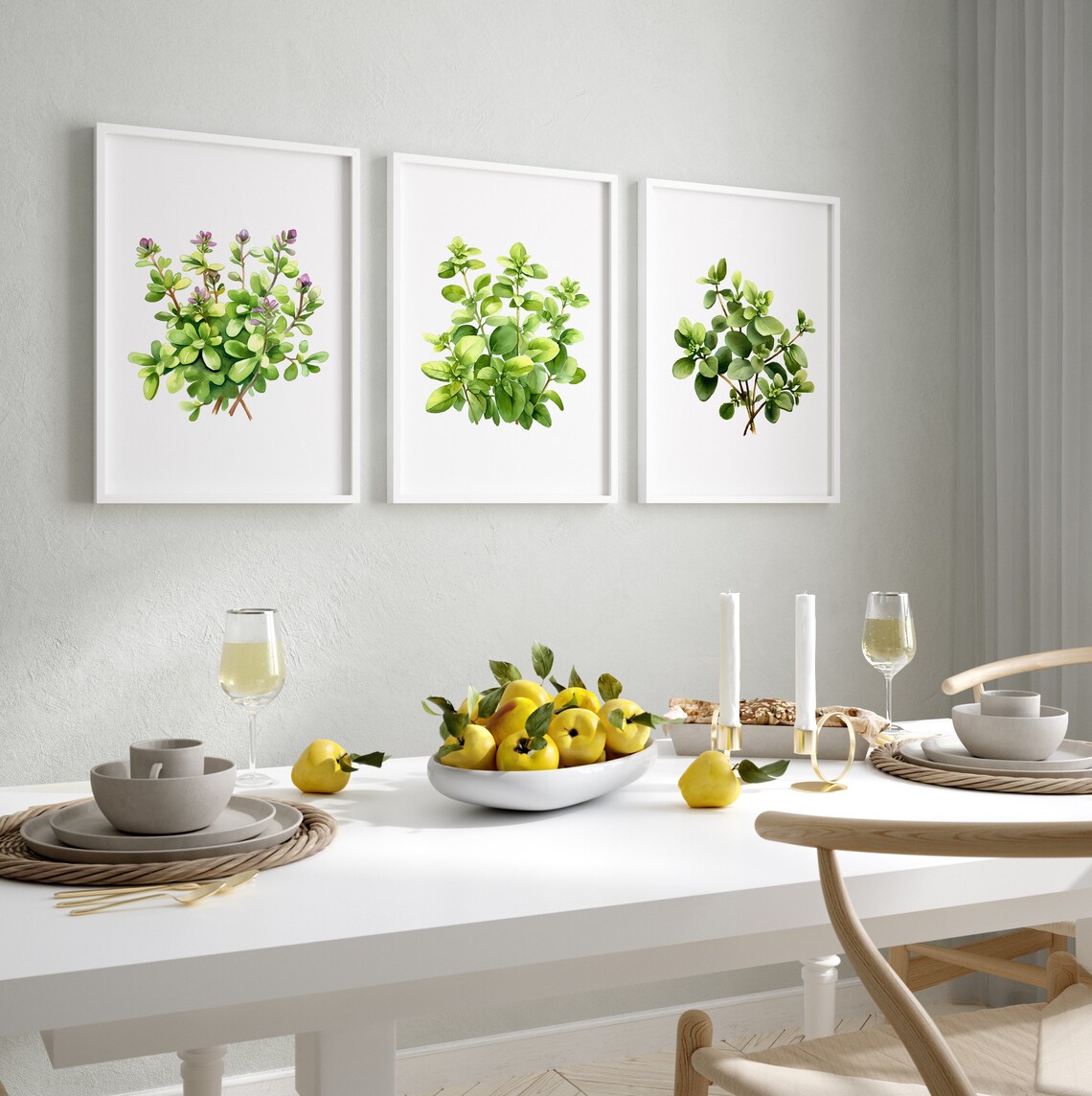 Watercolor Herbs Print Set of 3 or 6 or 12 Kitchen Herbs Gallery Wall ...