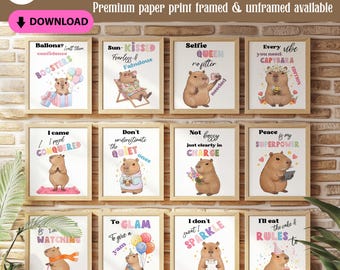 Funny Capybara Print Set, Empowering Nursery Wall Art (Digital Download)