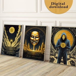 Bitcoin Quote Art Day Trader Gift Crypto Art Print Set of Three Bitcoin PRINTABLE Art Anonymous BTC Poster Set of 3 Cyptocurrency Wall Decor