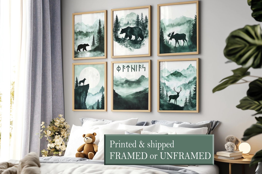 Custom Runic Name for Kids Sage Green Print Set of 2 3 6, Viking ...