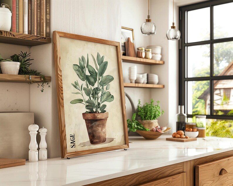Vintage Clay Potted Herbs Wall Art of 3 6 12, Kitchen Culinary ...