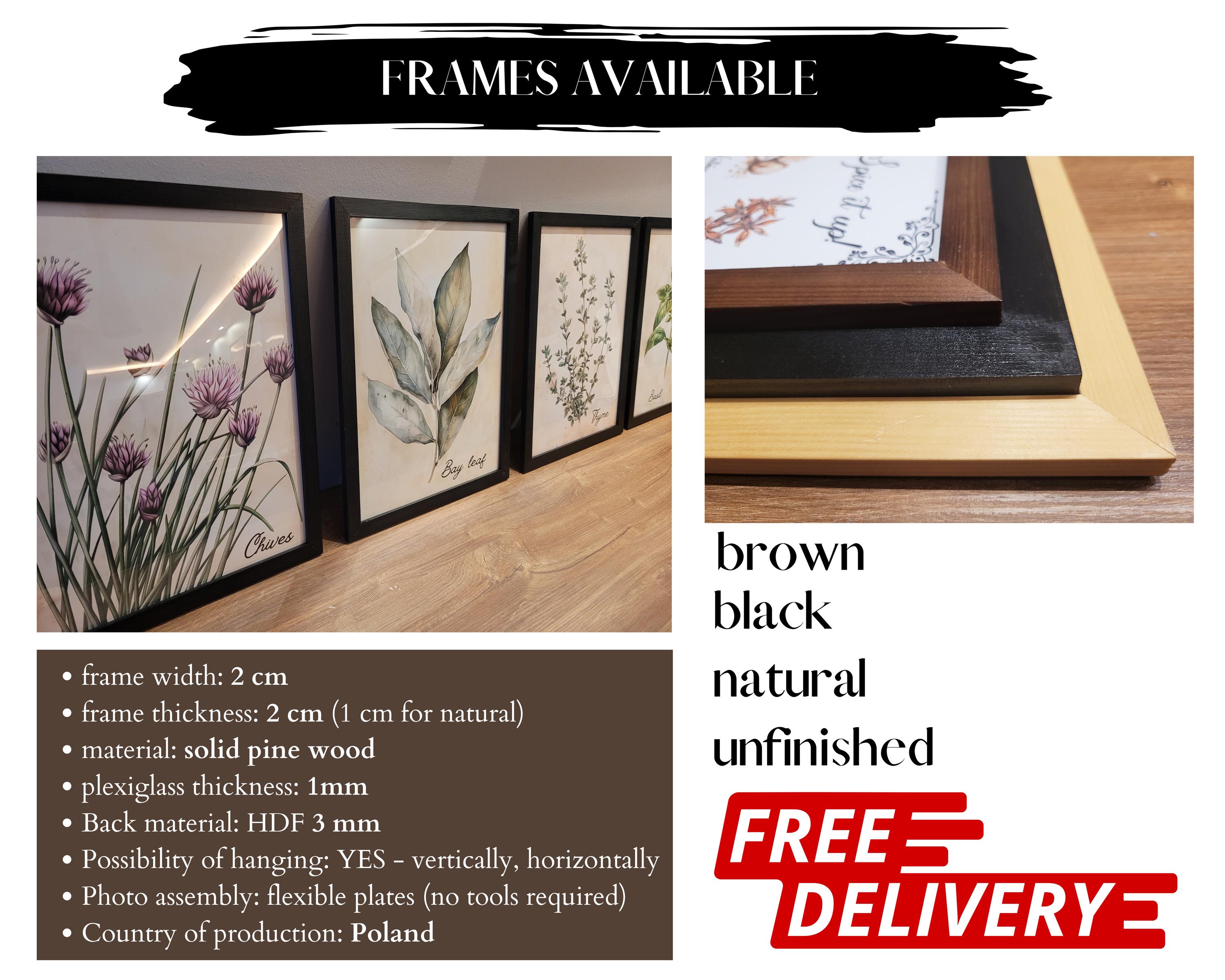 Watercolor Herb Gallery Wall Art Sign Set of 2 3 4 6, Modern Kitchen ...