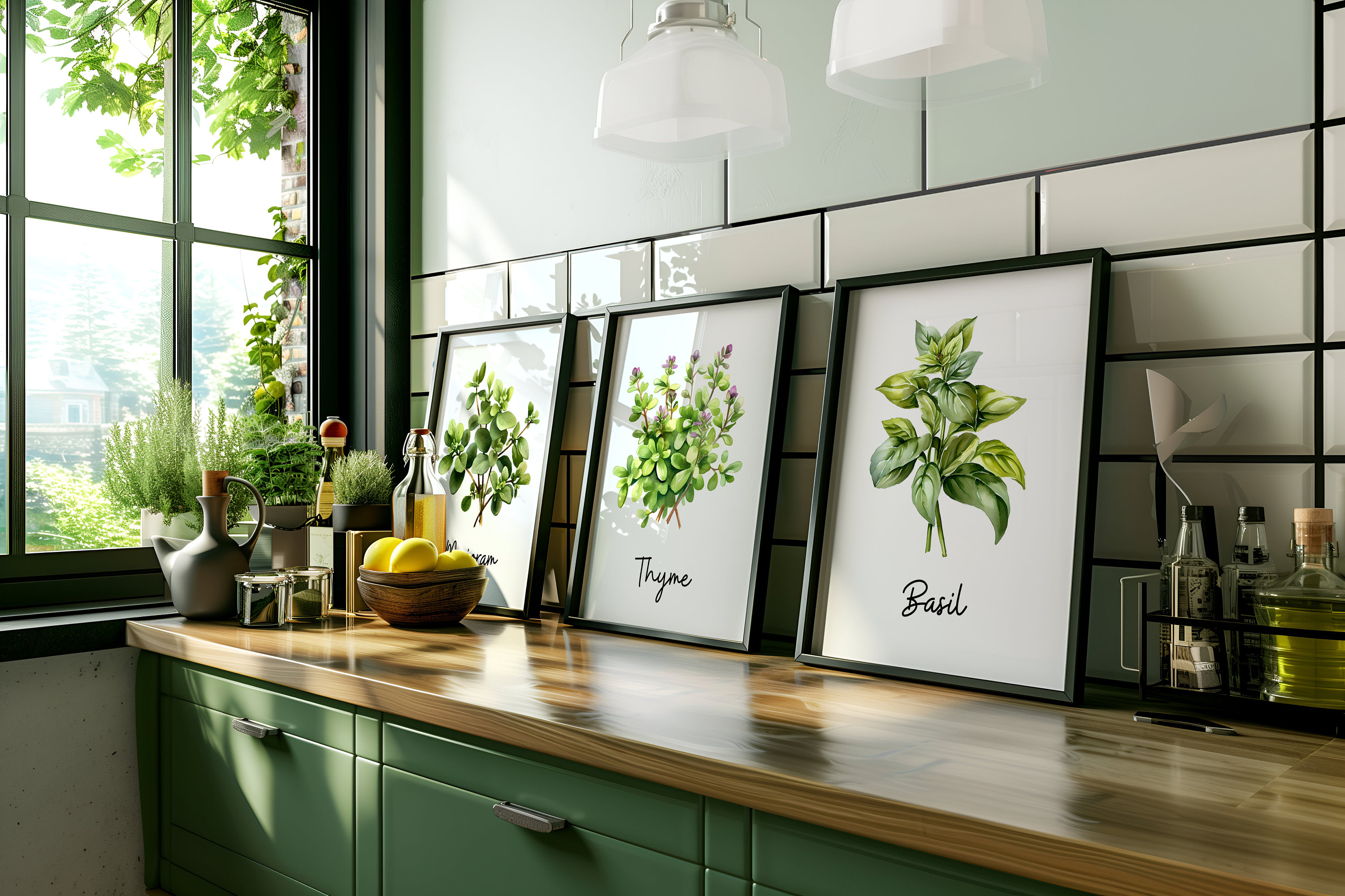 Watercolor Herb Botanical Prints – Rustic Kitchen Wall Art Set of 3, 6 ...
