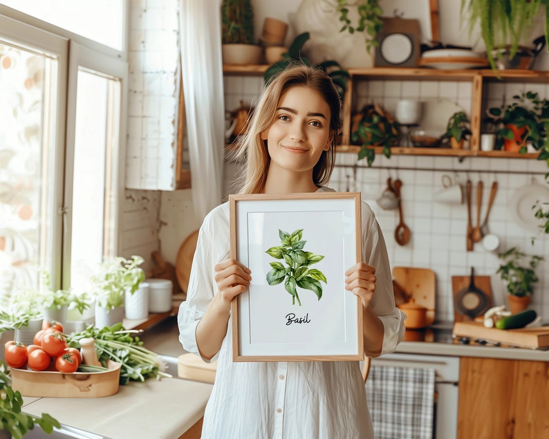 Watercolor Herb Botanical Prints – Rustic Kitchen Wall Art Set of 3, 6 ...