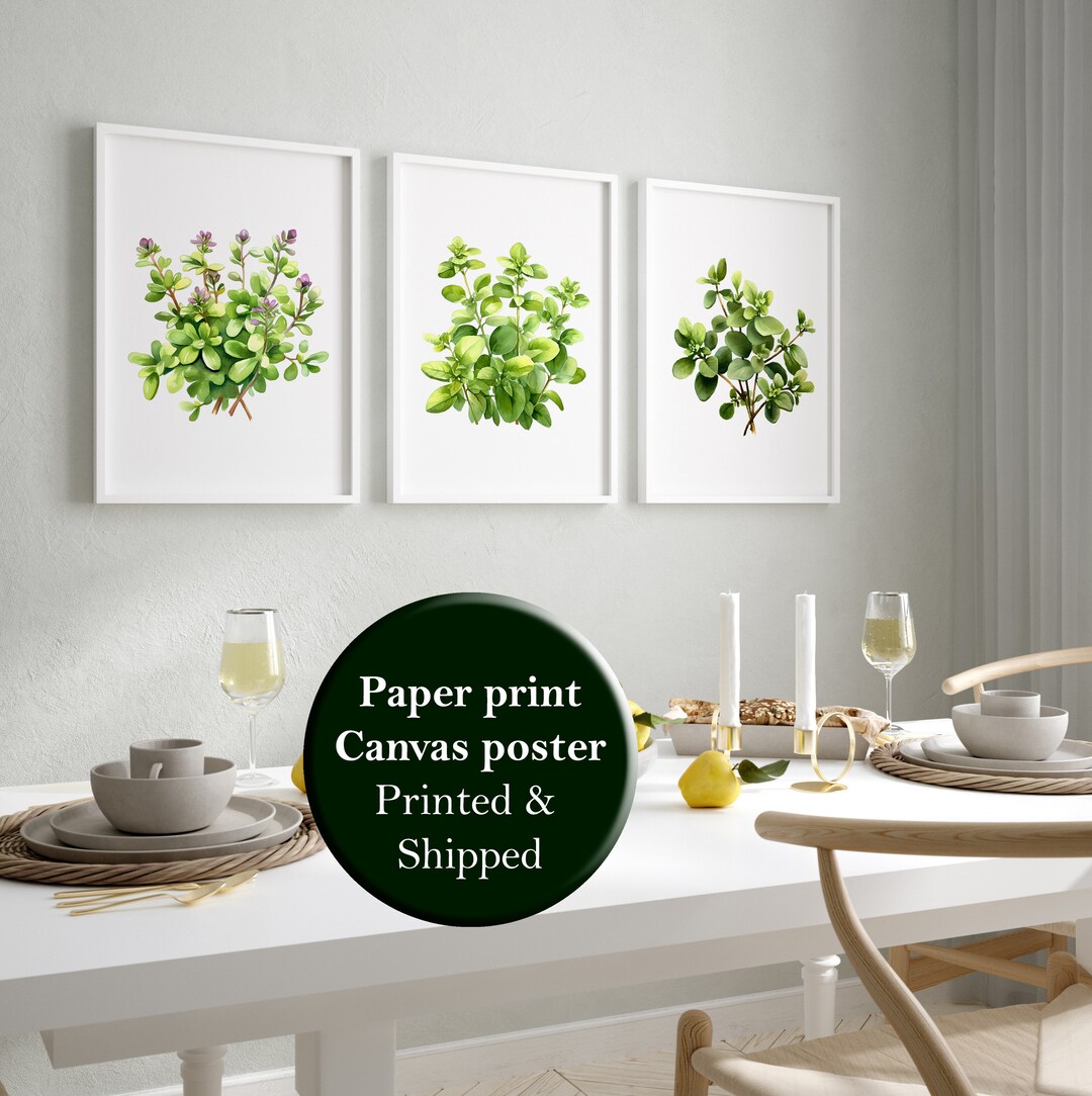 Photo inspiration: Visual Reference: Watercolor Herbs Print Set Of 3 Kitchen Herbs Gallery Wall