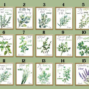 Watercolor Funny Herb Wall Art Sign Set of 2 3 6, Modern Kitchen Herb ...