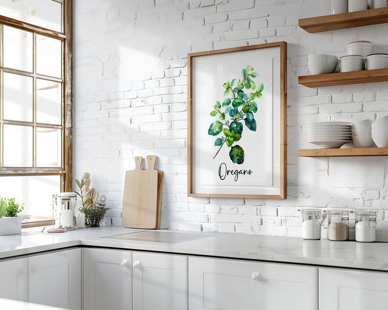 Modern Watercolor Herbs Print Set of 3,6 or 12, Kitchen Botanical Herb ...
