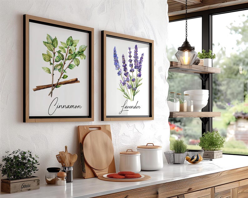 Modern Watercolor Herbs & Spices Print Set of 3,6 or 12, Herbs and ...