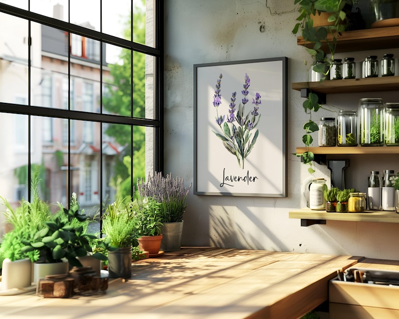 Modern Watercolor Herbs Print Set of 3,6 or 12, Kitchen Botanical Herb ...