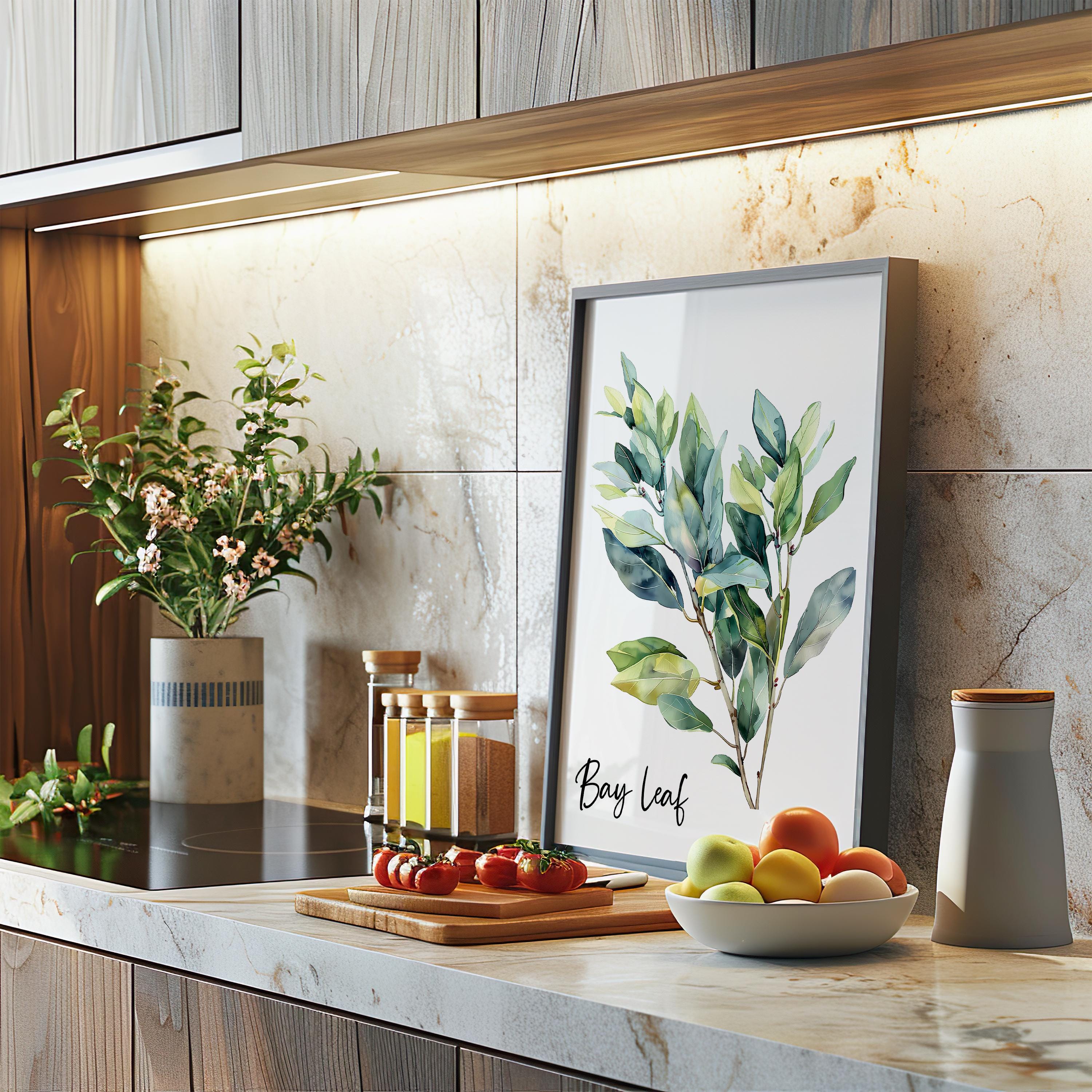 Watercolor Herb Gallery Wall Art Sign Set of 2 3 4 6, Modern Kitchen ...
