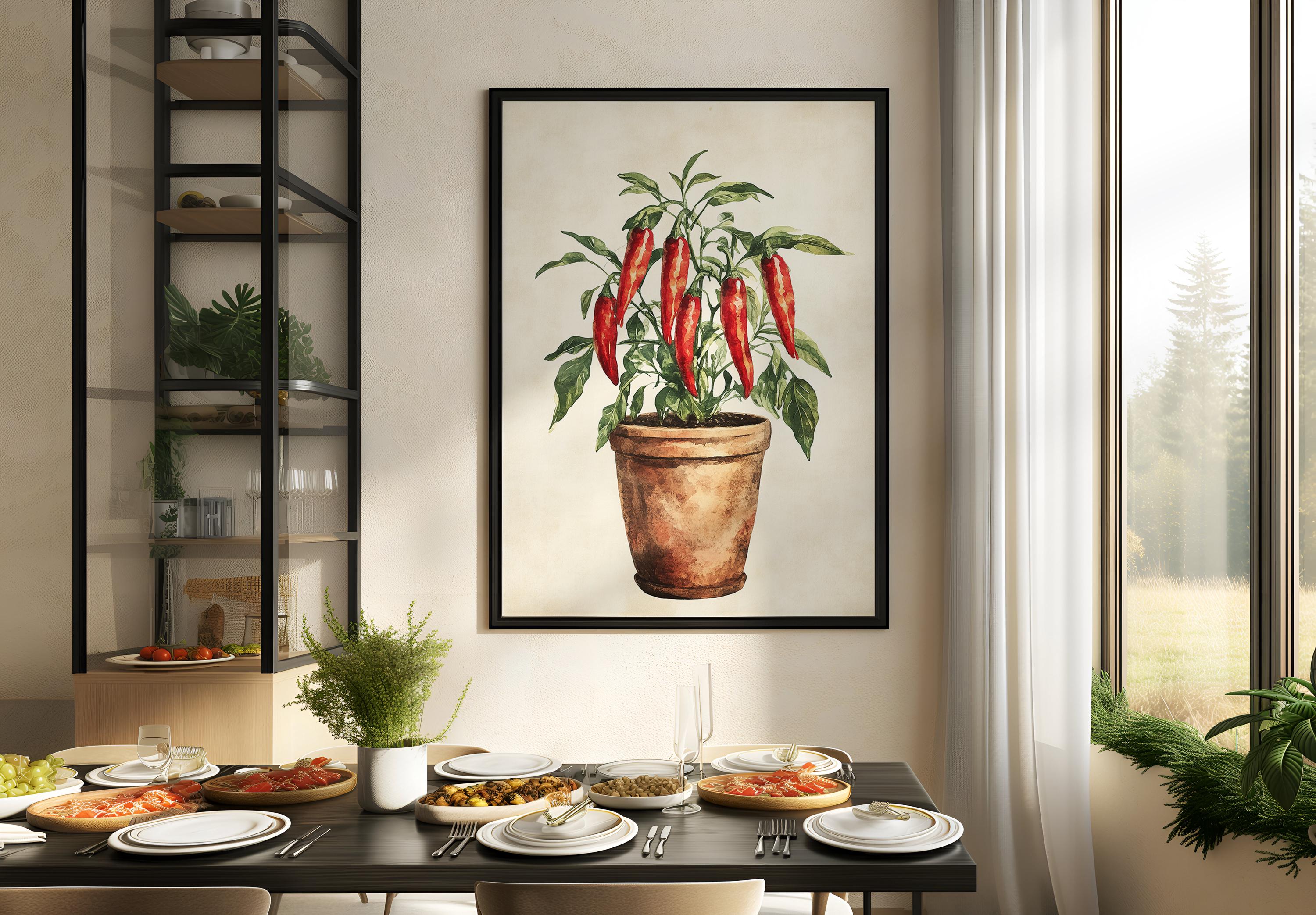 Vintage Clay Potted Herbs Wall Art of 3 6 12, Kitchen Culinary ...