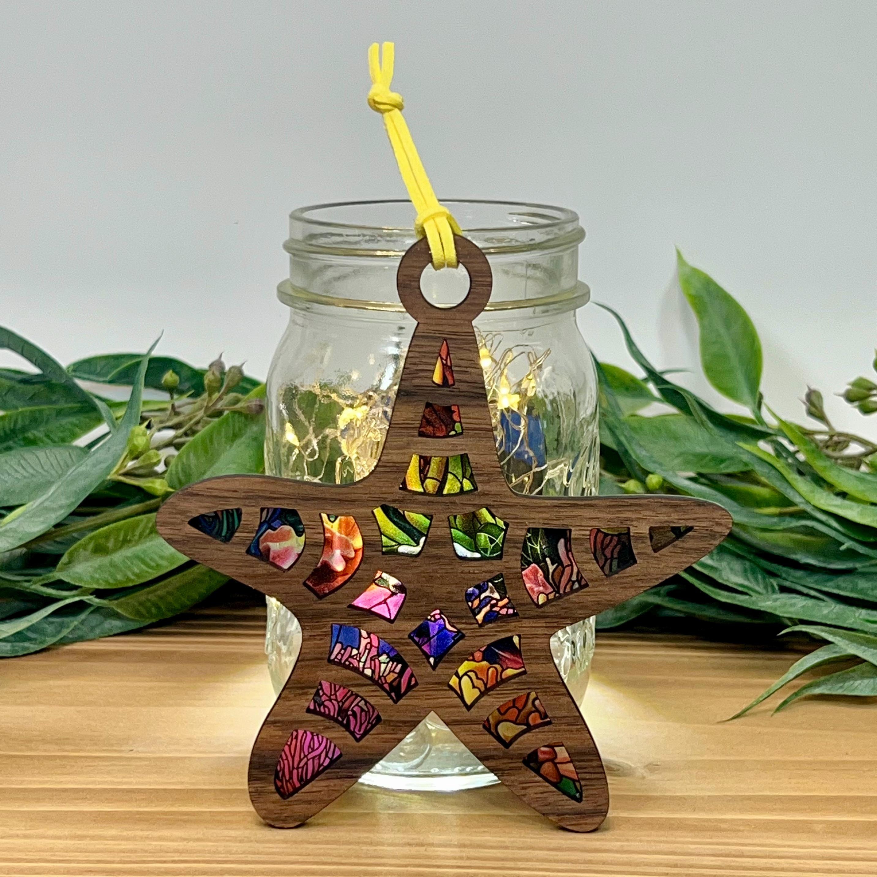 Starfish Sun Catcher (Walnut/Coral Reef Acrylic)