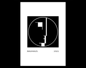 Bauhaus Emblem Art Print: Black and White Minimalist Giclee Poster