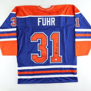 Grant Fuhr Edmonton Oilers Signed Orange Jersey JSA COA