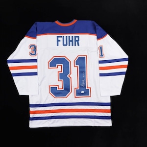 Grant Fuhr Signed Buffalo Sabres White Jersey Inscribed HOF 03 (JSA COA)