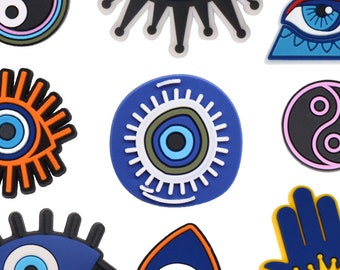 Evil Eye Yin and Yang Talismans Charms Clogitz Fit Crocs Jibbitz