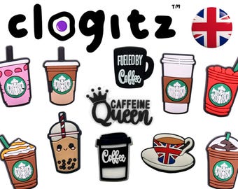 NEW! Coffee Caffeine Tea Bubble Tea Lover Charms Barista Shoe Clogitz