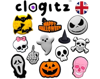 HALLOWEEN! Pumpkin Skeleton Ghosts Shoe Charms Jibbitz for Crocs CLOGITZ UK