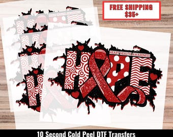 DTF TRANSFER - Cold Peel, Awareness, Heart