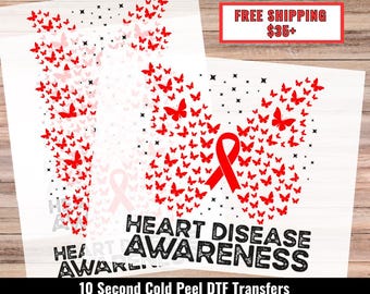 DTF TRANSFER - Cold Peel, Awareness, Heart