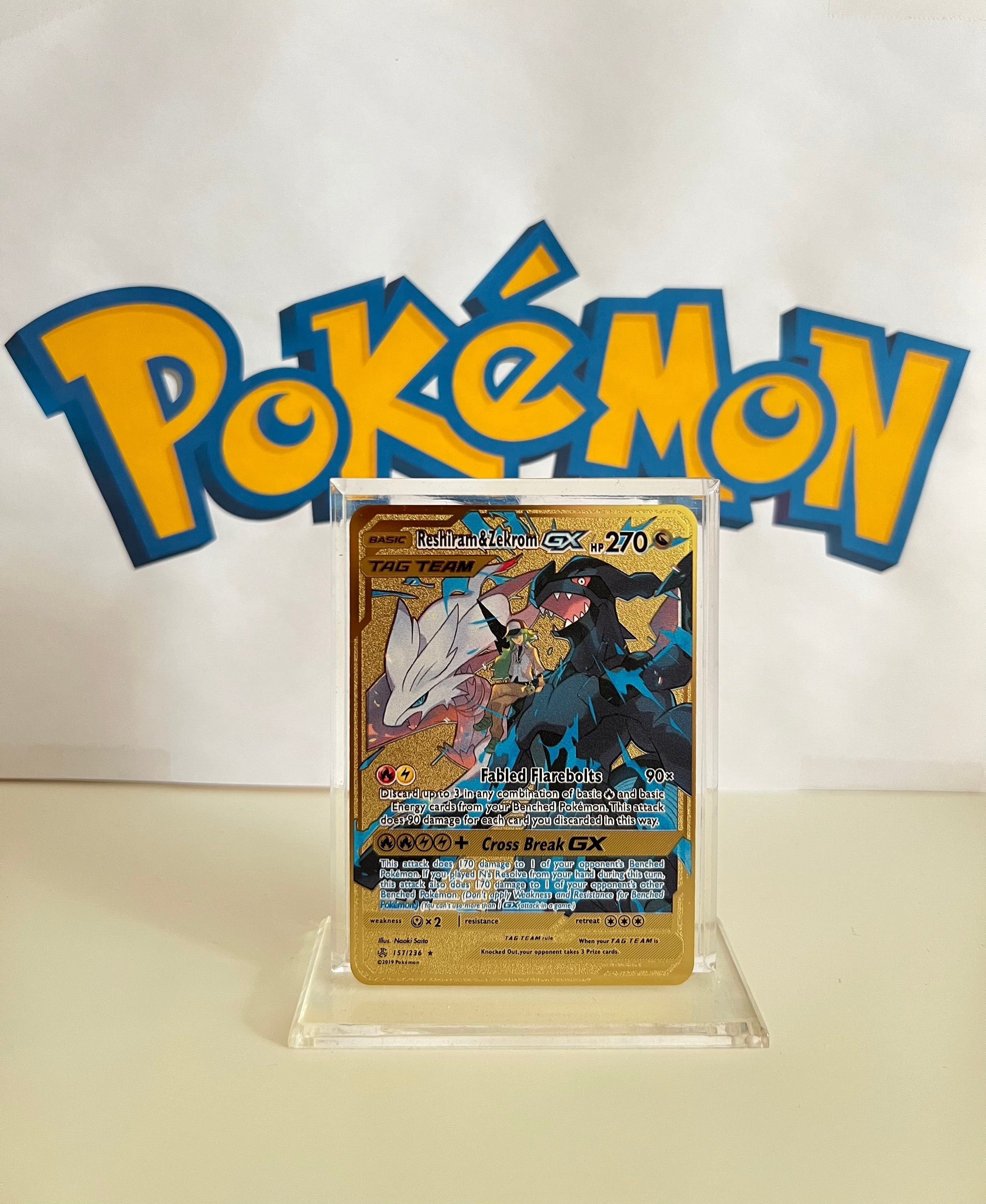 Carta Pokémon Lançamento Reshiram & Zekrom Gx 157/236 Portug