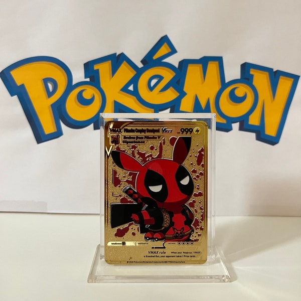 Pikachu Cosplay Deadpool VMAX Gold Metal Card Fan Art