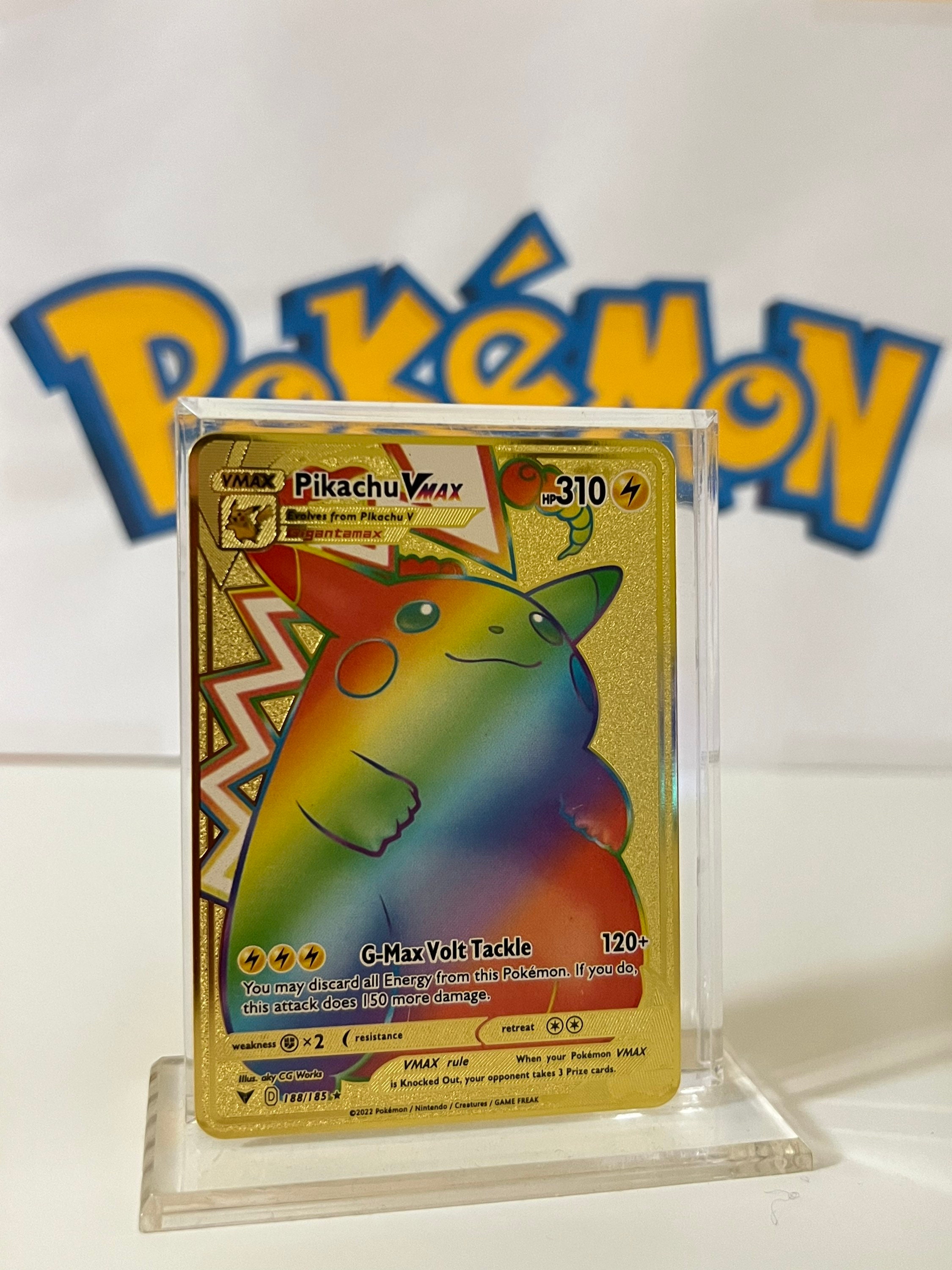 Pikachu Vmax Black Gold Custom Pokemon Card Holographic Set 