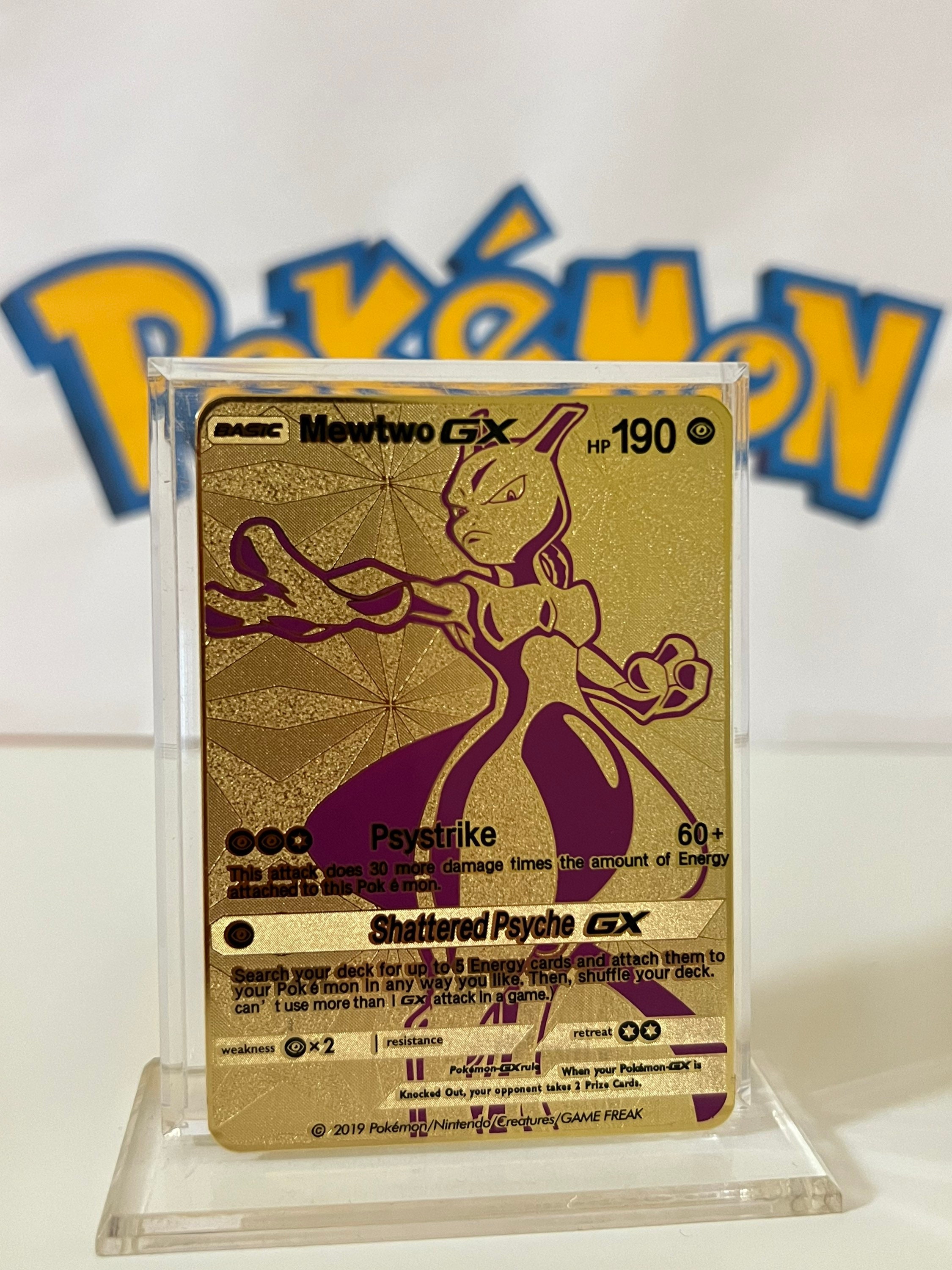 Mewtwo GX Full Art Shiny Gold Metal Card