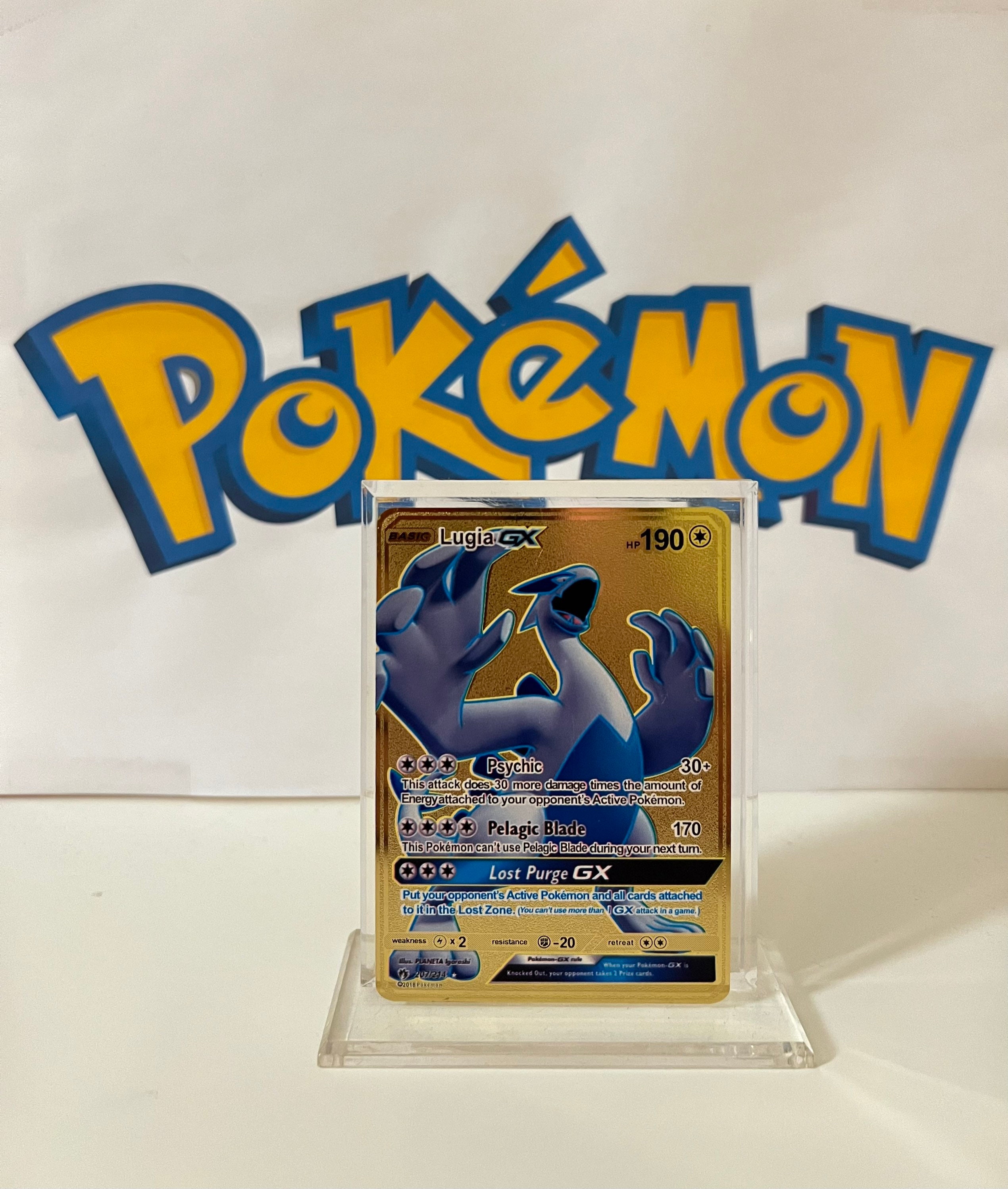 Pokemon Lugia GX Full Art Silver Metal Custom Card Hard Metal -   Portugal