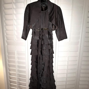 Adrianna Papell Brown metallic formal dress with matching jacket. image 1